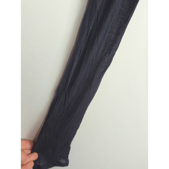 Vince Navy Blue Sheer Back Neck  Long Sleeve Crew Neck Casual‎ Top Womens MEDIUM - Picture 3 of 6